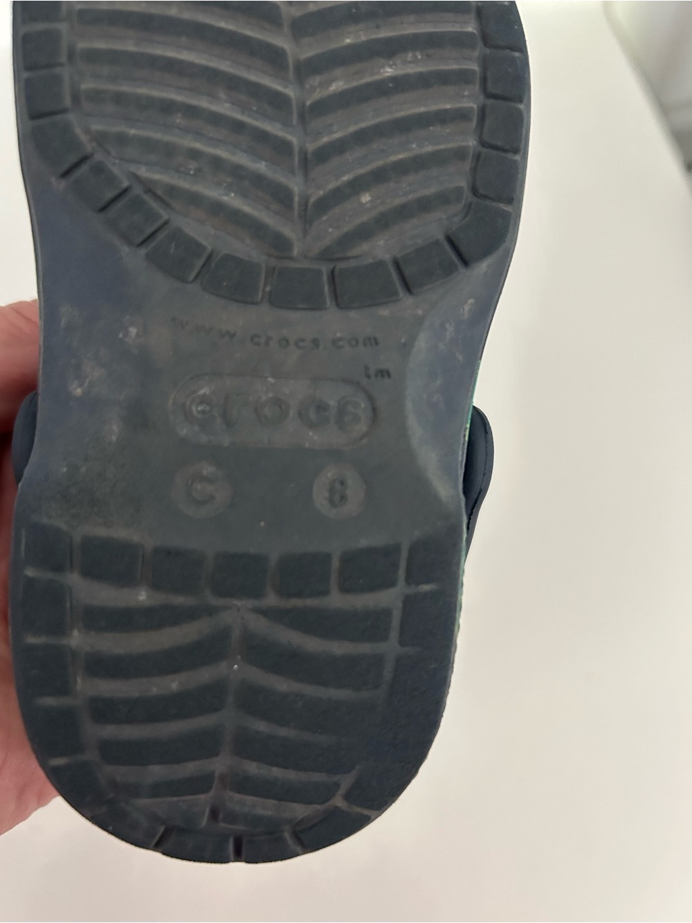 Crocs Dinosaur Slip On Water Sandals Size 8 Navy/Green - Picture 7 of 8